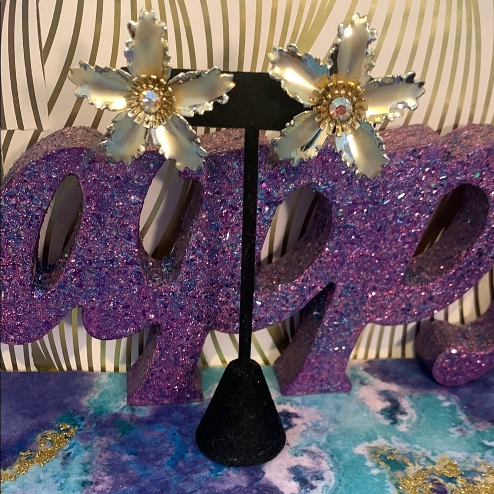 Vintage Gold and Silver Flower Earrings